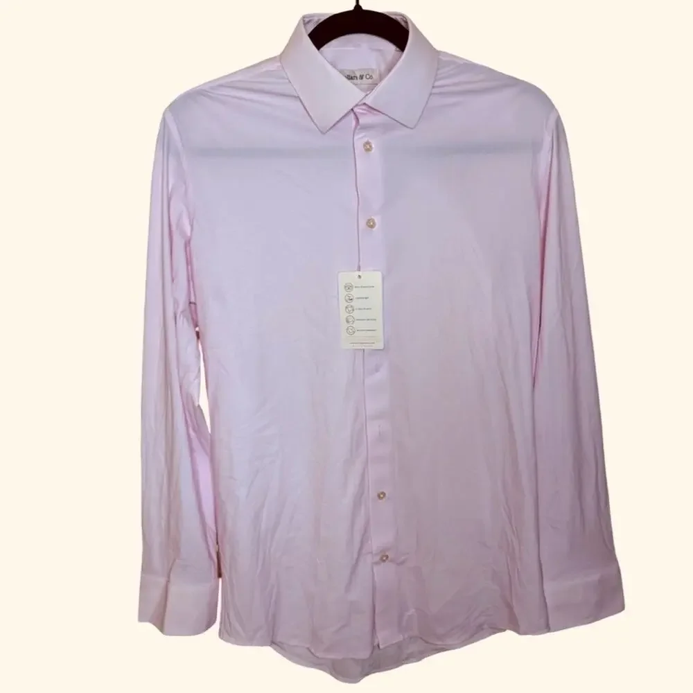 Collars & Co. Quattro Flex Dress Shirt with Semi-Spread Collar - Pink S